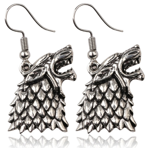 Game Of Thrones Stark Wolf Drop Earrings  for women