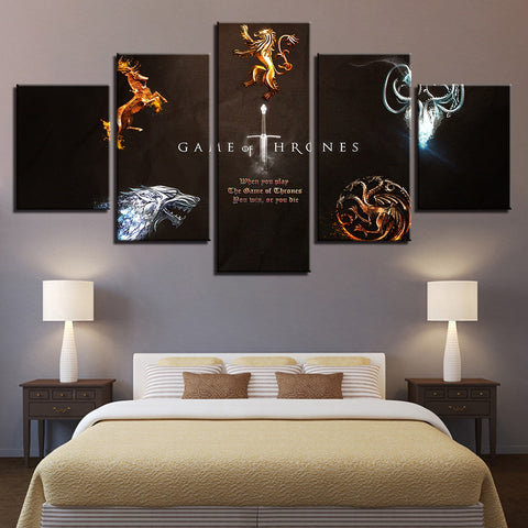 Game Of Thrones Painting Frame Modular Canvas Dragon Poster Wall Art