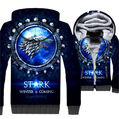 Game Of Thrones Hoodies Winter Is Coming House Stark Wolf Print 3D Jackets Men