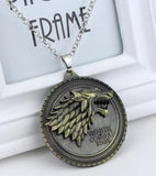 Hot TV Series Game Of Thrones Pendant Necklace Family Stark Wolf Head Logo Metal