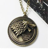 Hot TV Series Game Of Thrones Pendant Necklace Family Stark Wolf Head Logo Metal