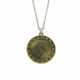 Hot TV Series Game Of Thrones Pendant Necklace Family Stark Wolf Head Logo Metal