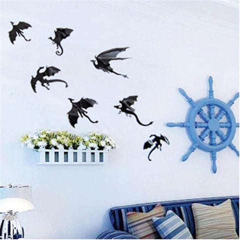 7pcs/Lot 3D Gothic Dragon Wall Sticker Game Of Thrones